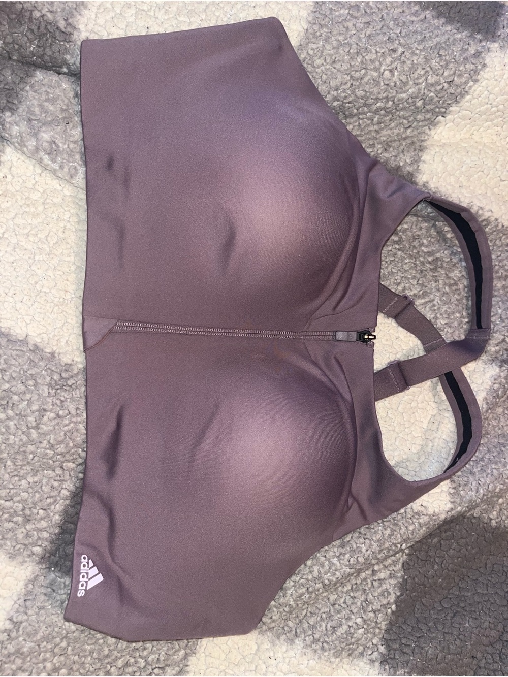 adidas Front-Zip High-Support Sports Bra in Dusty Mauve